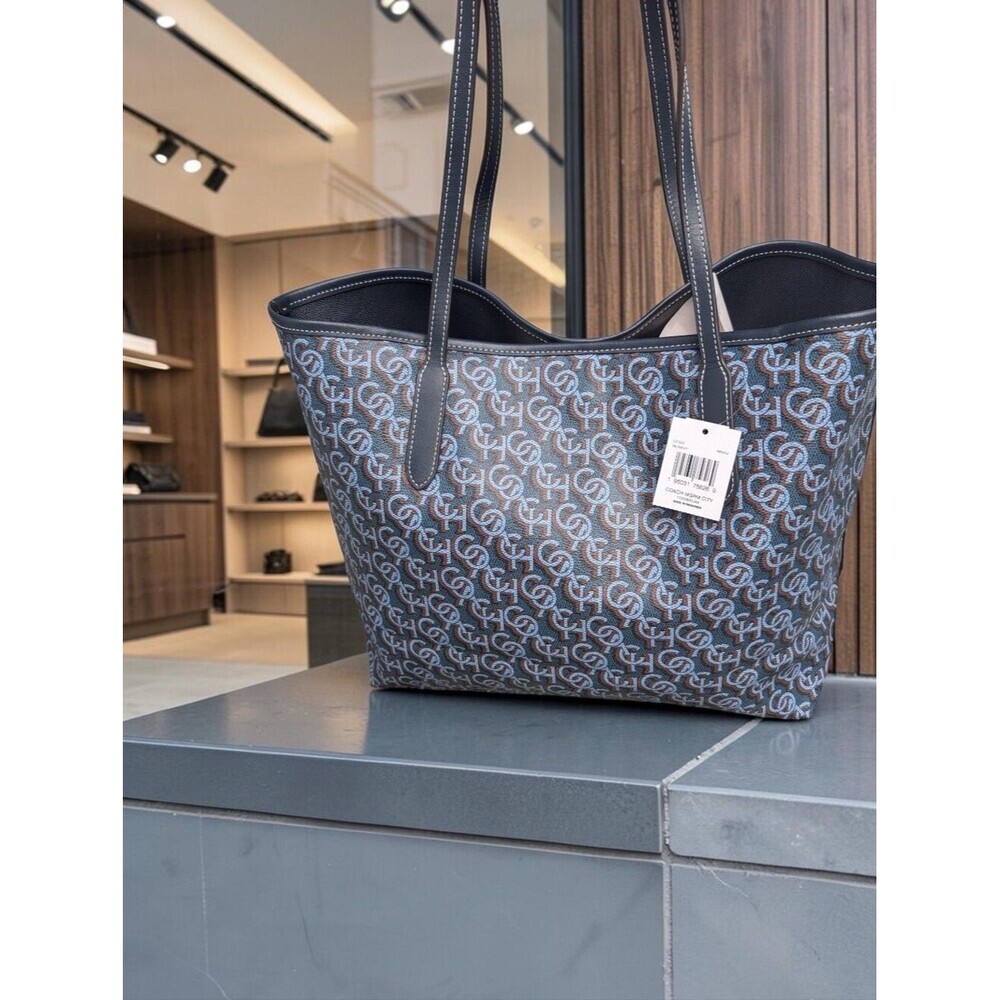 Coach Monogram City Tote Bag in Navy (CF342) (NWT)